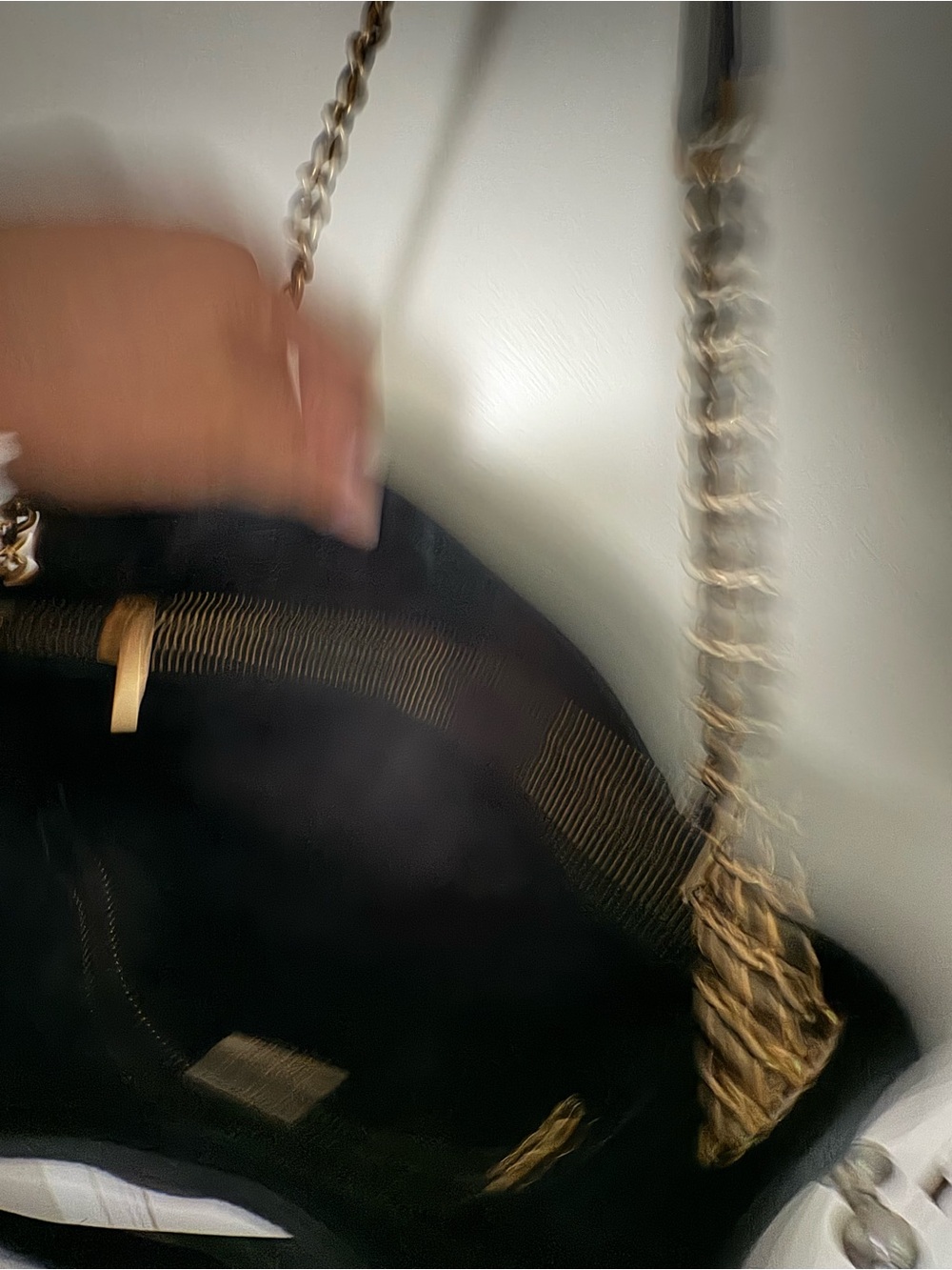 Tory Burch Black Leather Tote with Gold Chain Handles - Picture 7 of 11